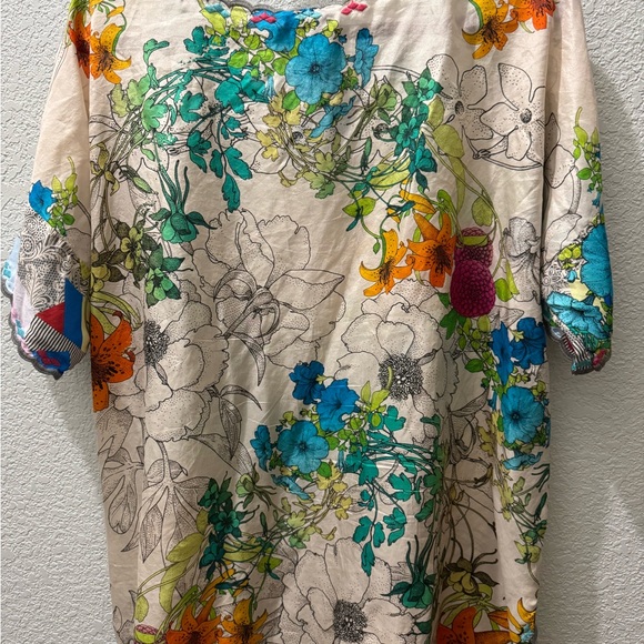 Johnny Was Sequence Halsey Silk Top Size Large 12 - Picture 3 of 10